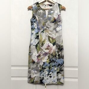 Worth Women's Floral Sheath Dress Knee Length Art Painting Colorful Size 4‎